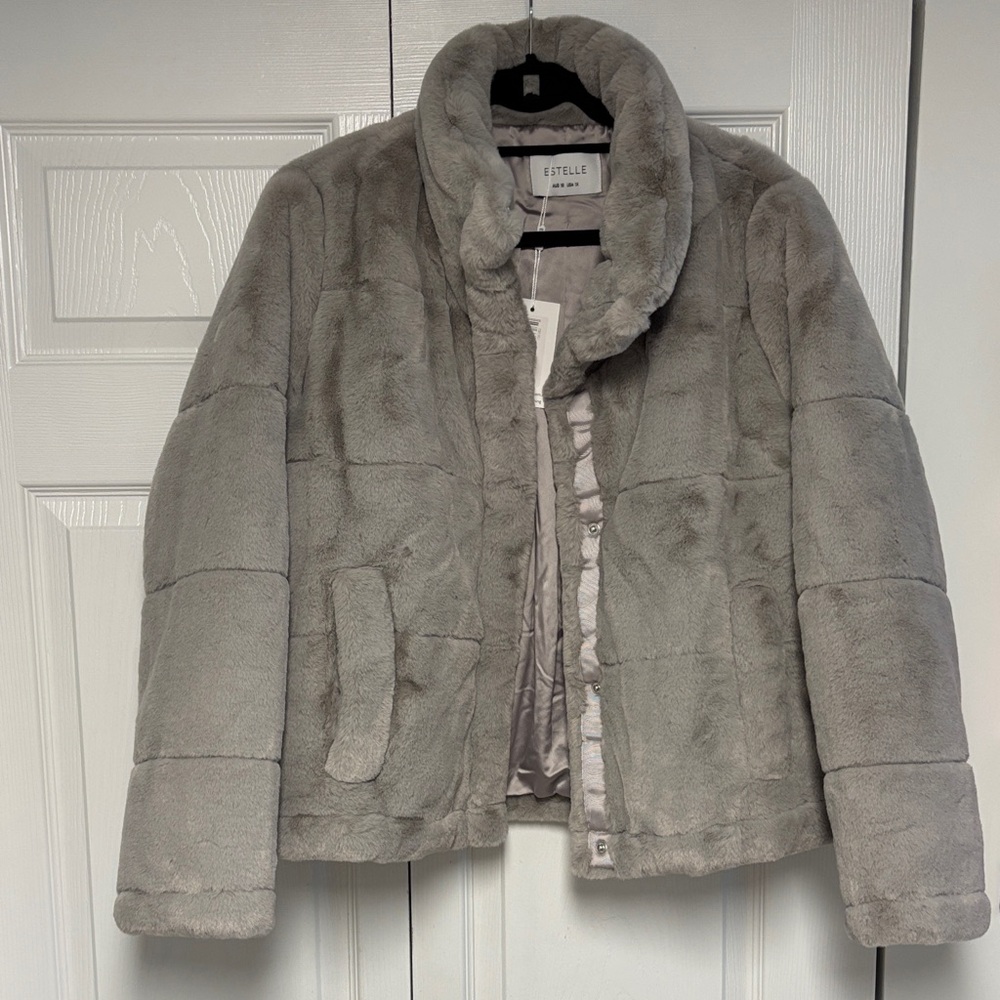 Estelle Women's Plush Gray Teddy Jacket